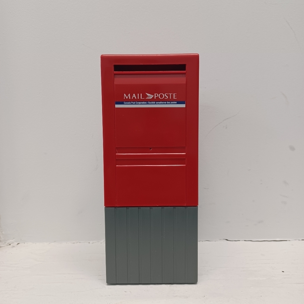 Vintage Canada Post Mailbox Coin Saving Piggy Bank Red Gray